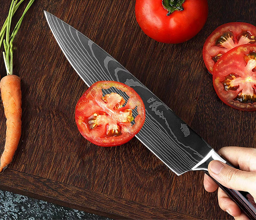 Kitchen knives open stock sale, sharp 7cr17 stainless with Pakkawood brownish handles