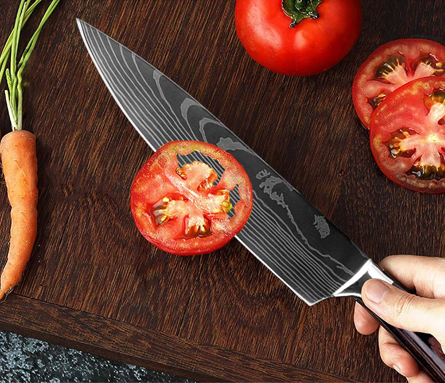 Kitchen knives open stock sale, sharp 7cr17 stainless with Pakkawood brownish handles