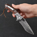 Damascus 67 layers folding pocket knife rosewood handle