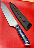 German Steel Chef's Knife – 8" Blue G10 Handle