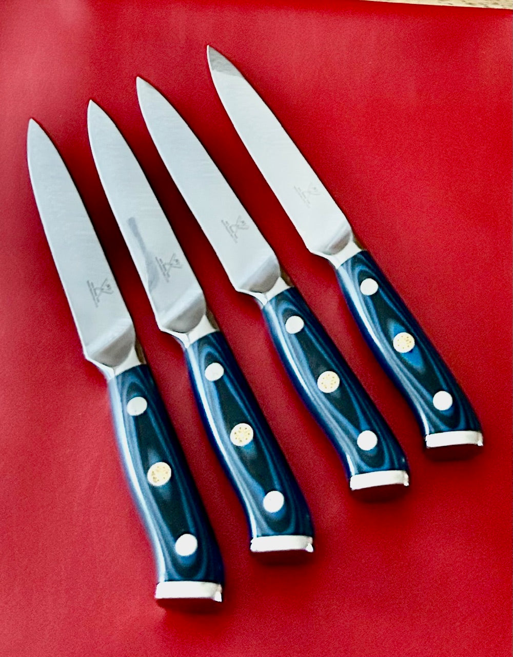 Steak Knives  –German Steel 1.4116  Blue G10 Handle | 4 or 8 Pc Set