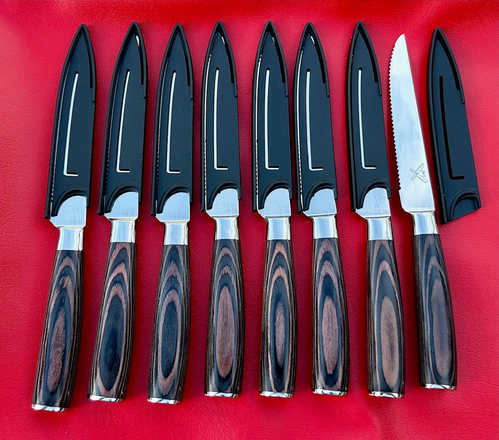7Cr17 Stainless Pakkawood Steak Knives – 4 or 8 Pc Set