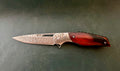 Damascus pocket folding knife with rosewood handle