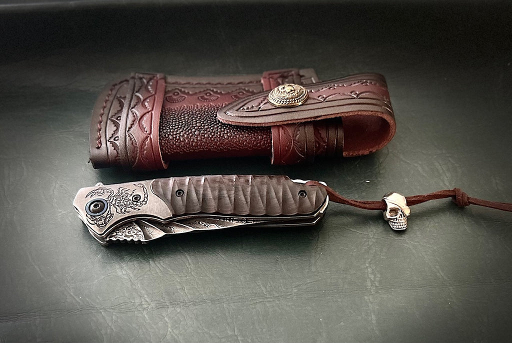 Damascus pocket folding blade