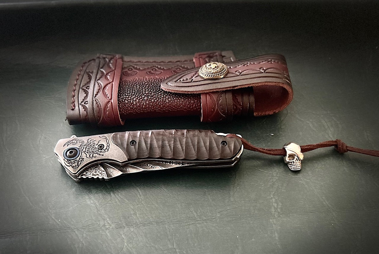 Damascus pocket folding blade