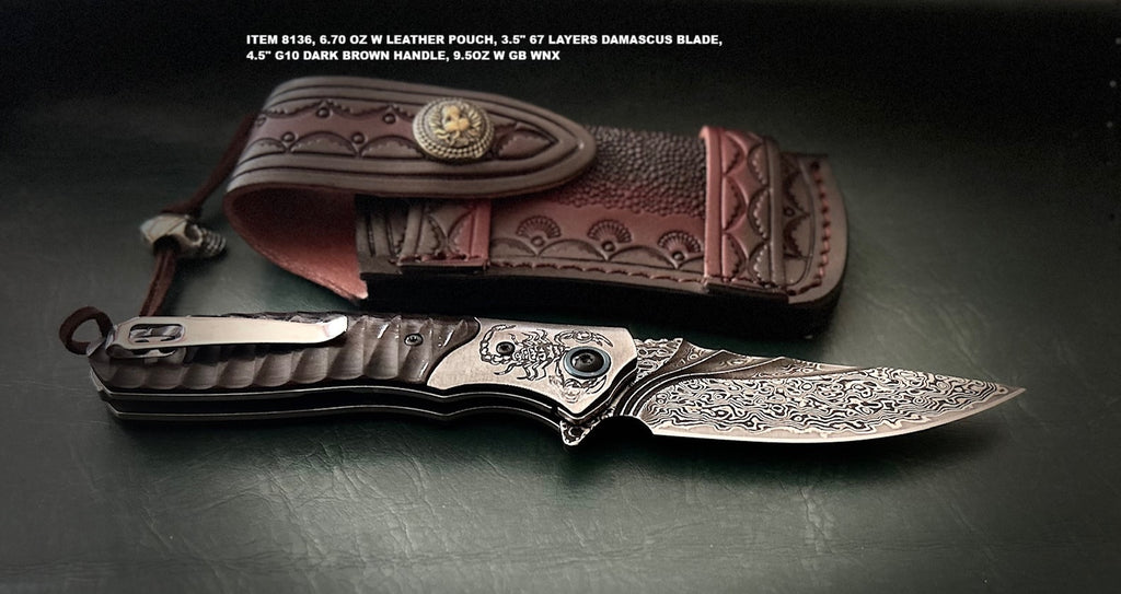 Damascus pocket folding blade
