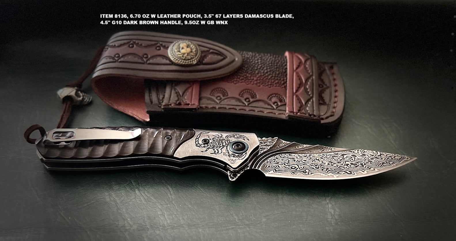 Damascus pocket folding blade