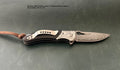 Damascus pocket folding blade ebony handle w/clip
