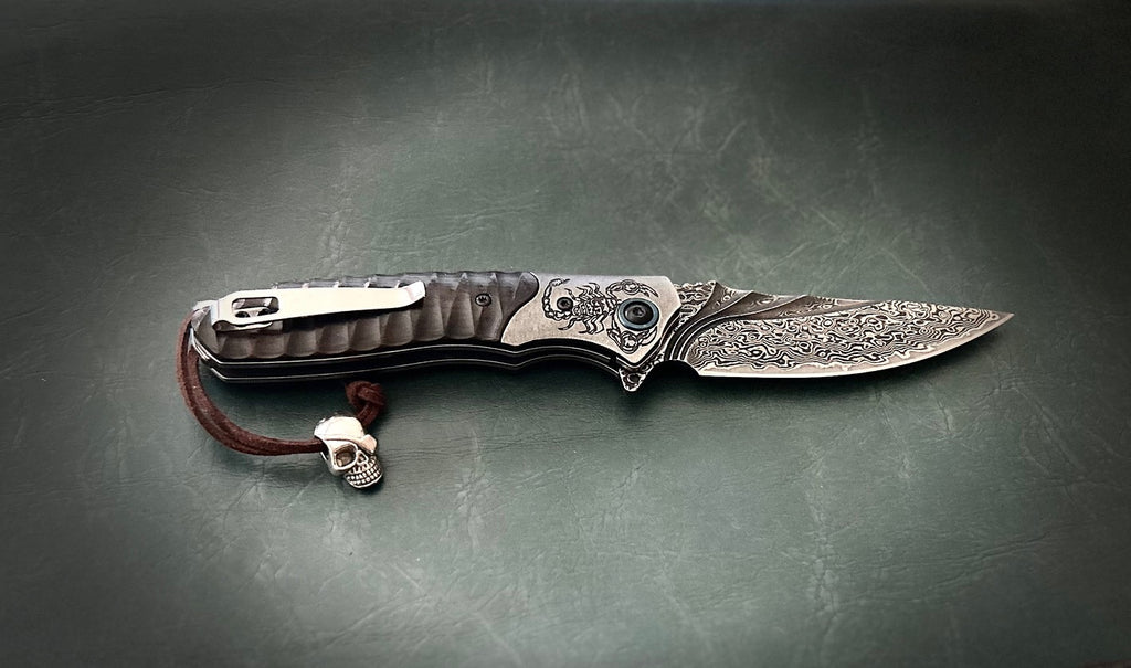 Damascus pocket folding blade