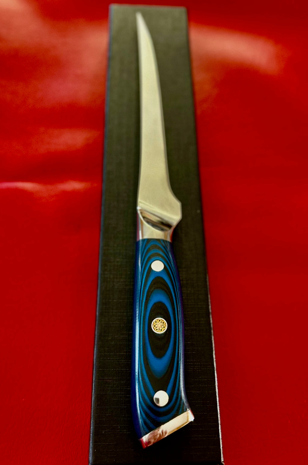 Filet carving knife  in 1.4116 German steel with Blue G10 handle