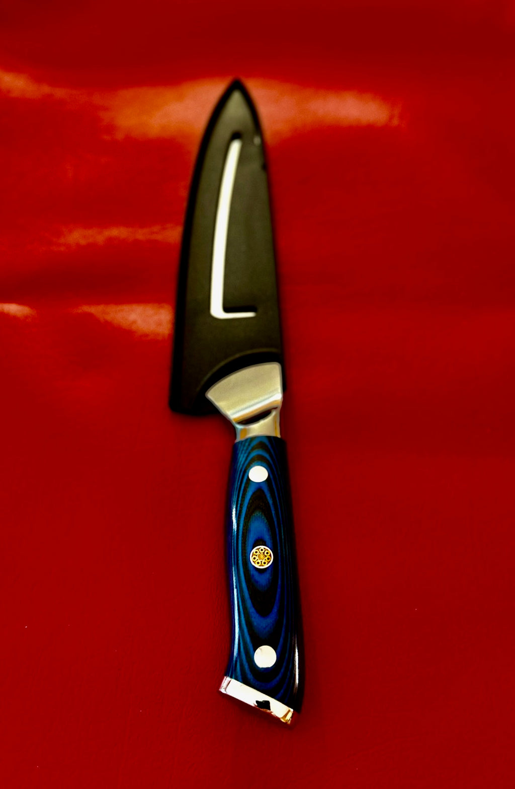 German Steel Chef's Knife – 8" Blue G10 Handle
