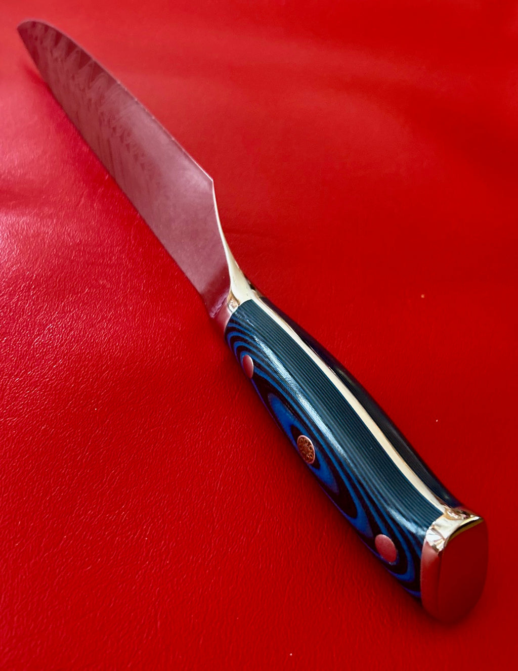 German Steel Chef's Knife – 8" Blue G10 Handle